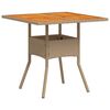 vidaXL Table de jardin beige 80x80x75 cm r&eacute;sine tress&eacute;e et bois acacia