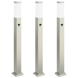 vidaXL Bornes lumineuses avec d&eacute;tecteur lot de 3 80 cm acier inoxydable IP44