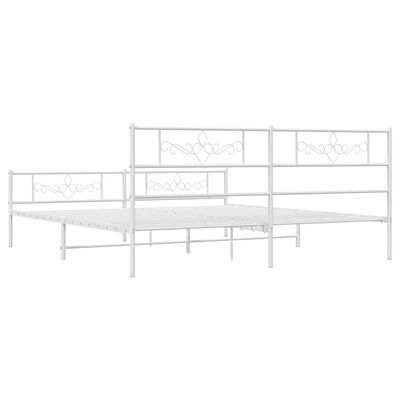 vidaXL Cadre de lit métal sans matelas et pied de lit blanc 180x200 cm