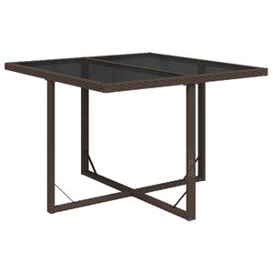 vidaXL Table de jardin Marron 109x107x74 cm R&eacute;sine tress&eacute;e et verre