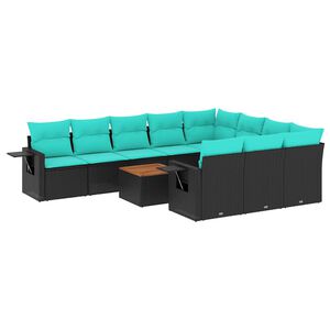 vidaXL Ensemble de canap&eacute; de jardin 11 pcs avec coussins noir