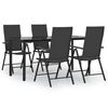 vidaXL Ensemble &agrave; manger de jardin 5 pcs Noir R&eacute;sine tress&eacute;e