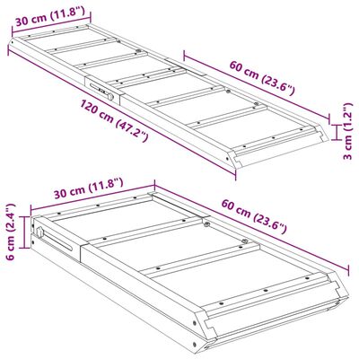 vidaXL Rampe pour chiens gris 120x30 cm bois de sapin solide