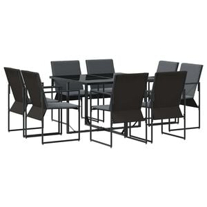 vidaXL Ensemble de salle &agrave; manger pour jardin 9 pc Noir Acier