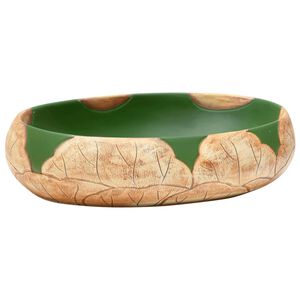 vidaXL Vasque &agrave; poser vert et marron ovale 59x40x15 cm c&eacute;ramique