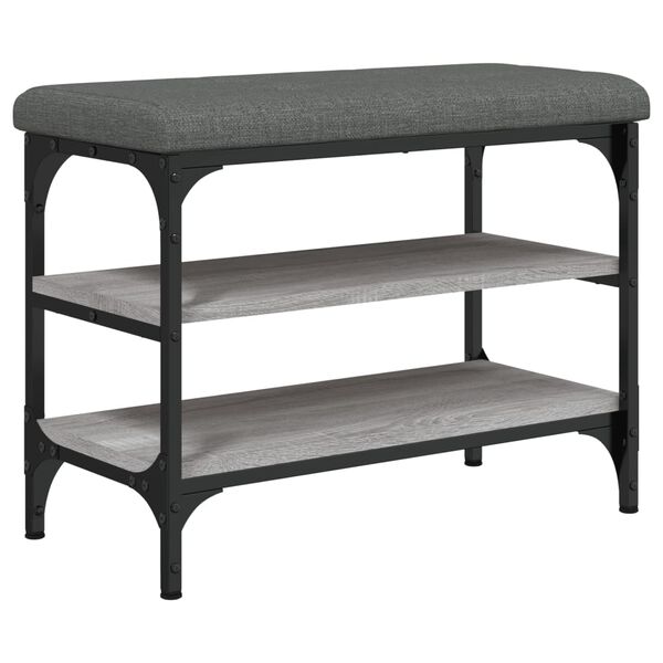 vidaXL Banc &agrave; chaussures sonoma gris 62x32x47 cm bois d'ing&eacute;nierie