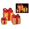 HI Bo&icirc;te-cadeau de No&euml;l &eacute;clair&eacute; &agrave; LED avec rubans rouges 3 pcs