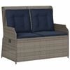 vidaXL Banc inclinable de jardin avec coussins gris r&eacute;sine tress&eacute;e