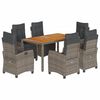 vidaXL Ensemble &agrave; manger de jardin et coussins 7 pcs gris rotin