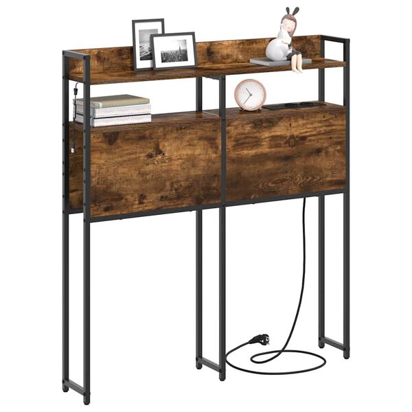 vidaXL T&ecirc;te de lit de rangement Ch&ecirc;ne fum&eacute; 90 cm Bois d'ing&eacute;nierie