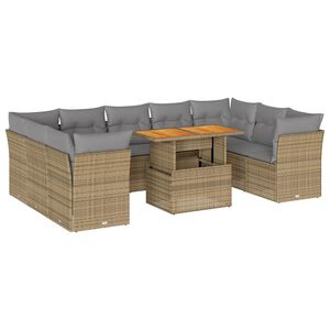 vidaXL Salon de jardin avec coussins 10 pcs beige r&eacute;sine tress&eacute;e
