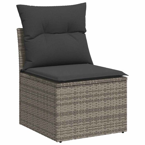 vidaXL Salon de jardin 6 pcs avec coussins gris r&eacute;sine tress&eacute;e