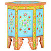 vidaXL Table d'appoint peinte &agrave; la main multicolore 38x33x42 cm
