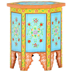 vidaXL Table d'appoint peinte &agrave; la main multicolore 38x33x42 cm