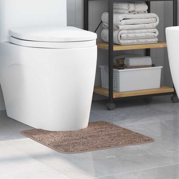 vidaXL Tapis de bain antid&eacute;rapant avec d&eacute;coupe pour toilette Marron