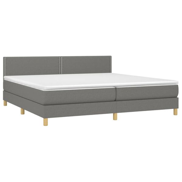 vidaXL Sommier &agrave; lattes de lit et matelas et LED Gris fonc&eacute; 200x200 cm
