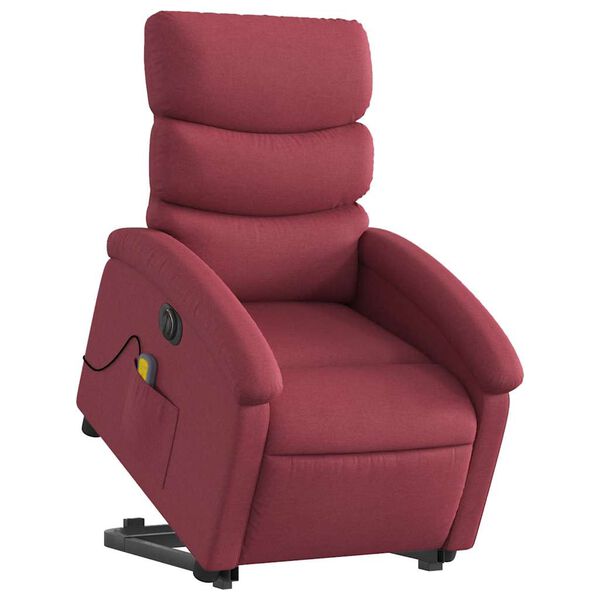 vidaXL Fauteuil inclinable de massage &eacute;lectrique Rouge bordeaux Tissu