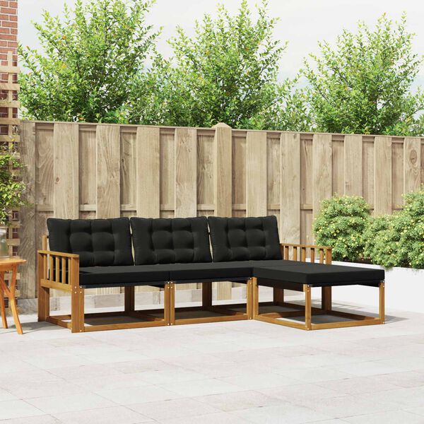 vidaXL Ensemble de canap&eacute;s d'ext&eacute;rieur 4 pcs Naturel et Noir