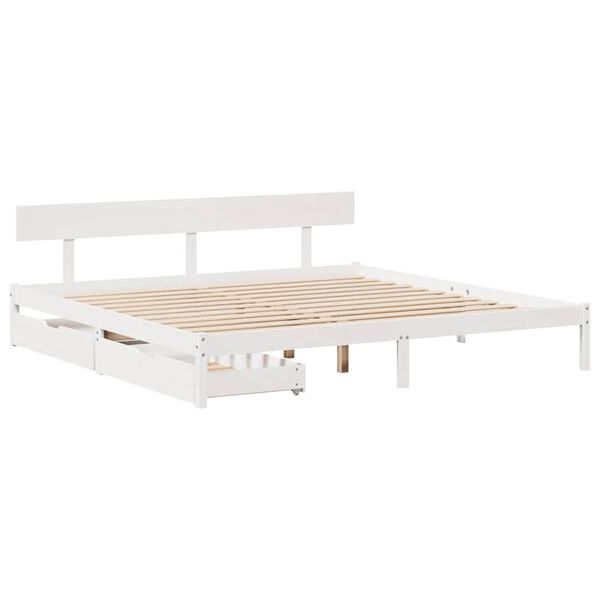 vidaXL Cadre de lit sans matelas blanc 180x200 cm bois massif de pin