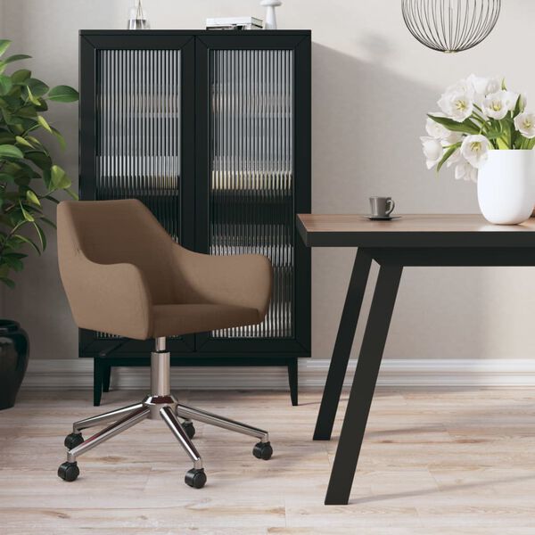 vidaXL Chaise pivotante de salle &agrave; manger Marron Tissu