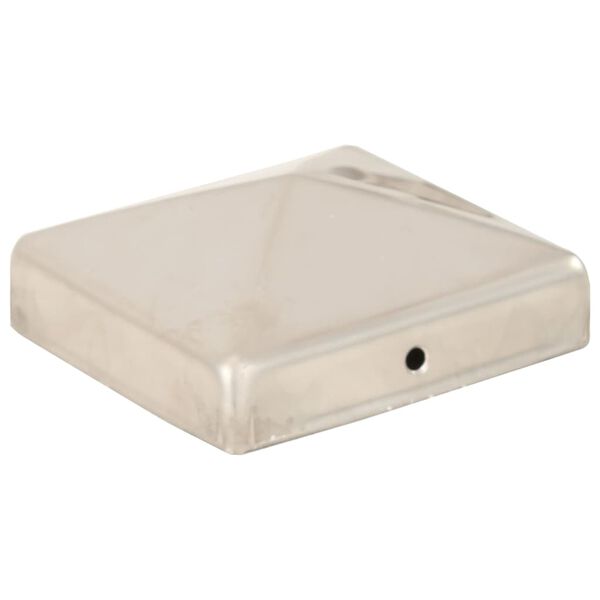 vidaXL Bouchons de poteau de cl&ocirc;ture pyramidaux 6 pcs Inox 81x81 mm