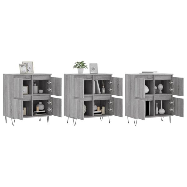 vidaXL Buffets 3 pcs Sonoma gris Bois d'ingénierie
