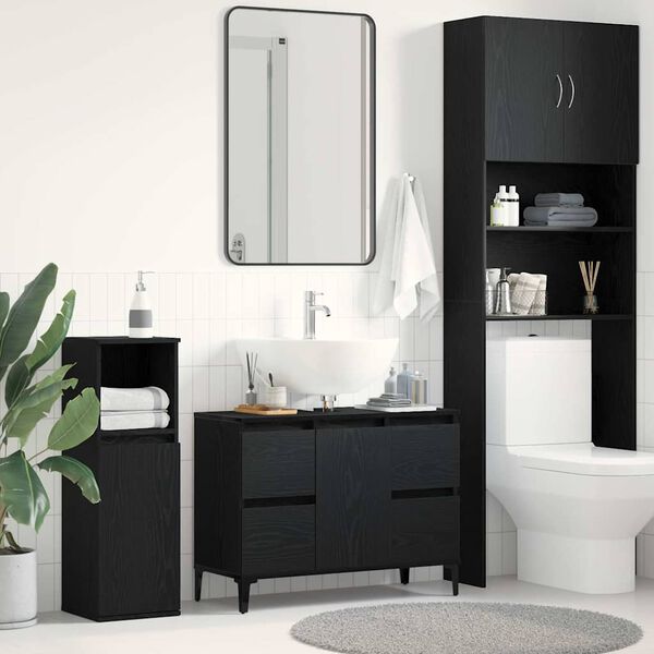 vidaXL Meuble de Lavabo de Salle de Bain Chêne noir 80 x 33 x 60 cm