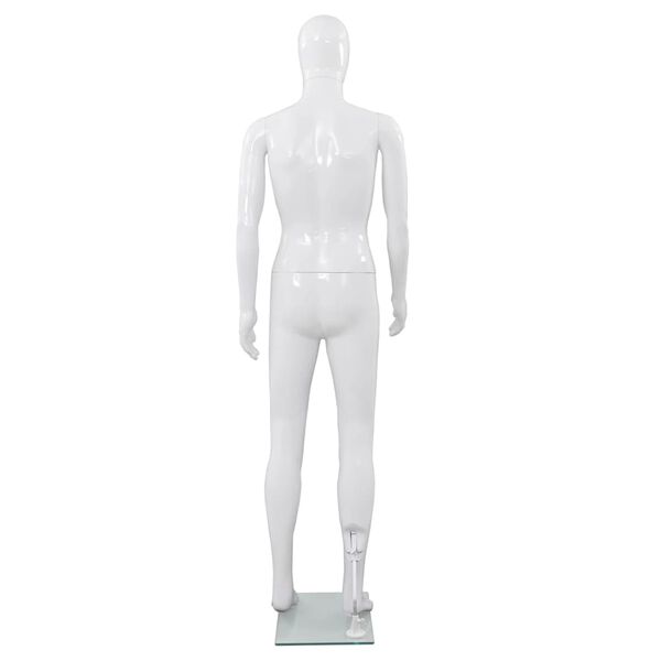 vidaXL Mannequin homme corps complet base verre Blanc brillant 185 cm