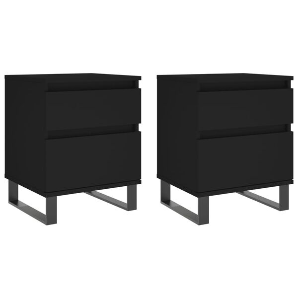 vidaXL Tables de chevet 2 pcs noir 40x35x50 cm bois d&rsquo;ing&eacute;nierie
