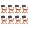 vidaXL Chaises pliantes 8 pi&egrave;ces en bois d'eucalyptus massif noir et textile