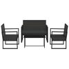 vidaXL Salon de jardin 4 pcs avec coussins Noir R&eacute;sine tress&eacute;e