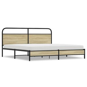 vidaXL Cadre de lit en m&eacute;tal sans matelas ch&ecirc;ne sonoma 180x200 cm