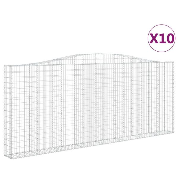 vidaXL Paniers &agrave; gabions arqu&eacute;s 10 pcs 400x30x160/180 cm Fer galvanis&eacute;