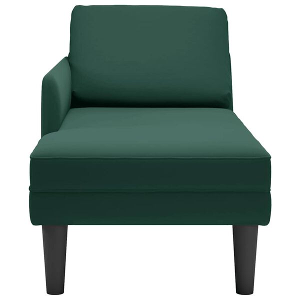 vidaXL Fauteuil long et coussin et accoudoir droit vert fonc&eacute; velours