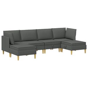 vidaXL Canap&eacute; modulaire avec rangement 6 pcs Gris fonc&eacute; Tissu