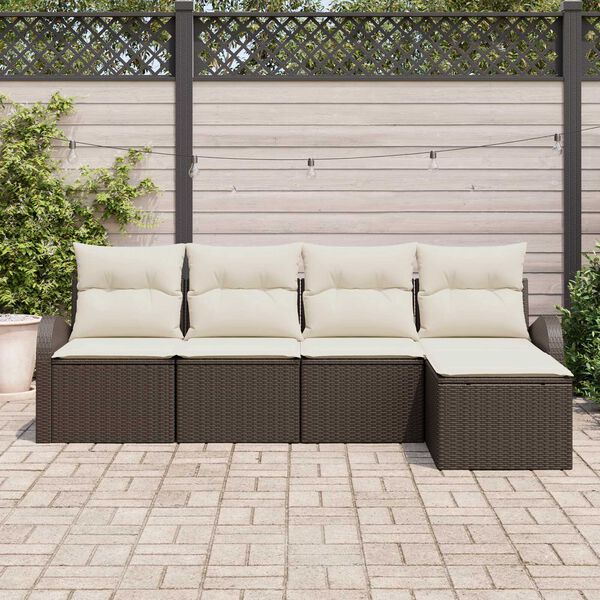 vidaXL Ensemble de canap&eacute; de jardin 5 pcs Marron polyrotin