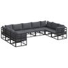 vidaXL Ensemble de canap&eacute; de jardin avec coussin 9 pcs Noir Aluminium
