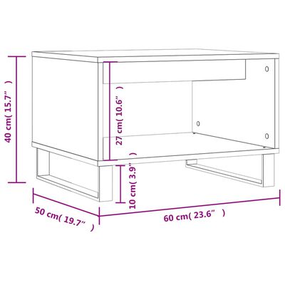 vidaXL Table basse sonoma gris 60x50x40 cm bois d'ingénierie
