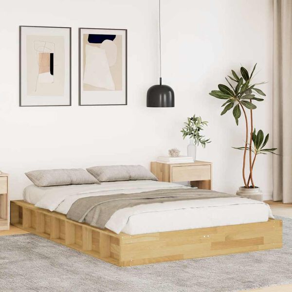 vidaXL Cadre de lit sans matelas 120x190 cm bois massif de ch&ecirc;ne