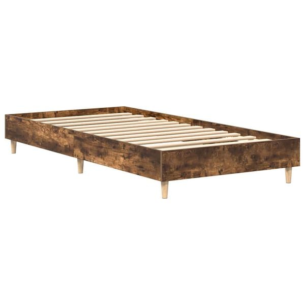 vidaXL Cadre de lit sans matelas chêne fumé 75x190cm bois d'ingénierie
