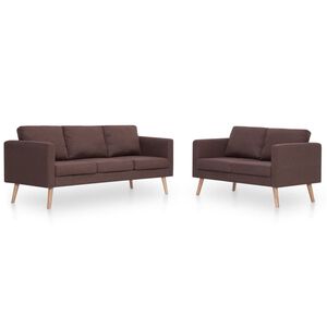 vidaXL Ensemble de canap&eacute; 2 pcs tissu marron