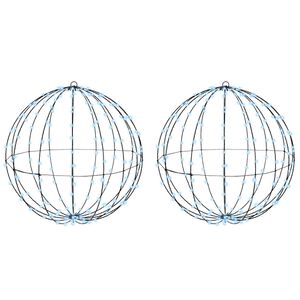 vidaXL Boule avec 384 LED 2 pcs Blanc froid 60 cm Métal