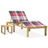 vidaXL Chaise longue de jardin avec table et coussin Pin impr&eacute;gn&eacute;