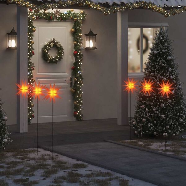 vidaXL Lumières de Noël avec piquets 3 pcs LED pliable rouge 35 cm