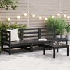vidaXL Salon de jardin 3 pcs noir bois de pin massif