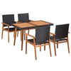 vidaXL Ensemble &agrave; manger d'ext&eacute;rieur 5 pcs R&eacute;sine tress&eacute;e Noir marron