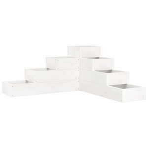 vidaXL Jardini&egrave;re 4 niveaux 80,5x79x36 cm blanc bois de pin massif