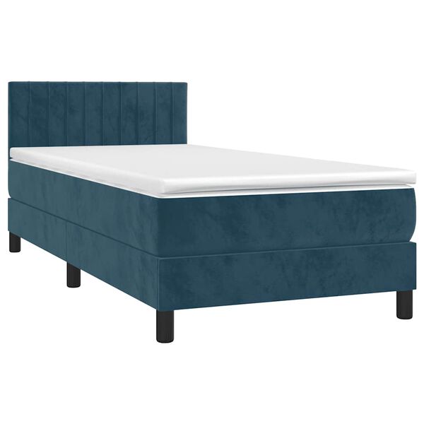 vidaXL Sommier &agrave; lattes de lit avec matelas Bleu fonc&eacute; 90x200 cm