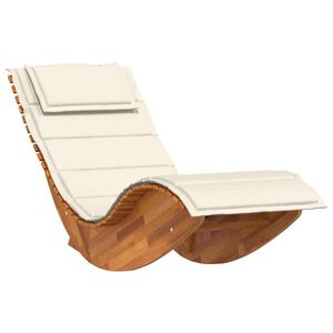 vidaXL Chaise longue &agrave; bascule avec coussin en bois d'acacia massif