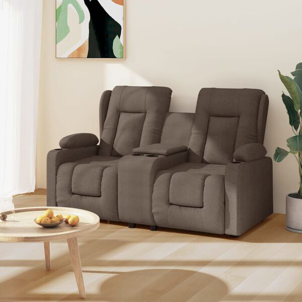 vidaXL Fauteuil de massage inclinable porte-gobelets 2 places taupe